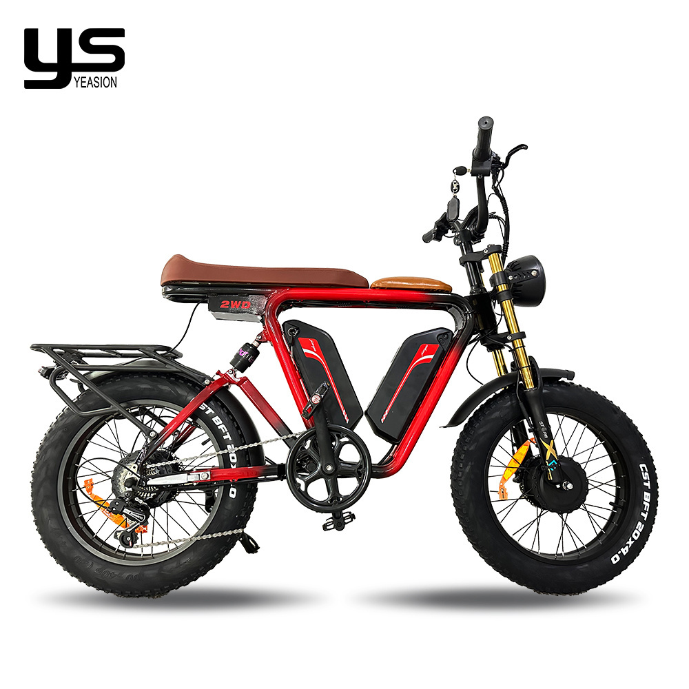 2000w electric bike dual motor 52v dual 22ah lithium battery super73 fat tire full suspension hydraulic disc break off road bike