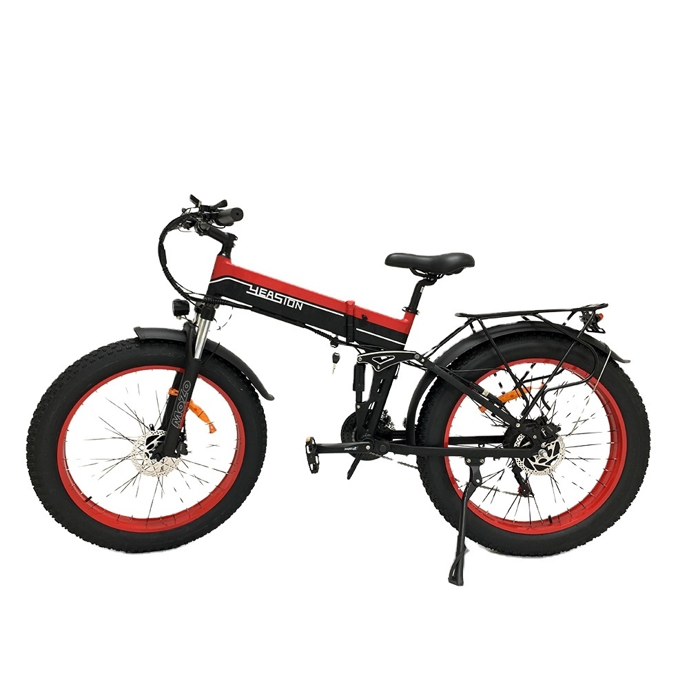 26 inch new foldable e bike fat wheel full suspension electric bicycle 1000W48V14AH lithium battery fat tire folding e bike