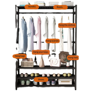 Freestanding Heavy Duty Metal Frame Etagere Pour Chaussure Shoe Storage Shelf Coat Rack