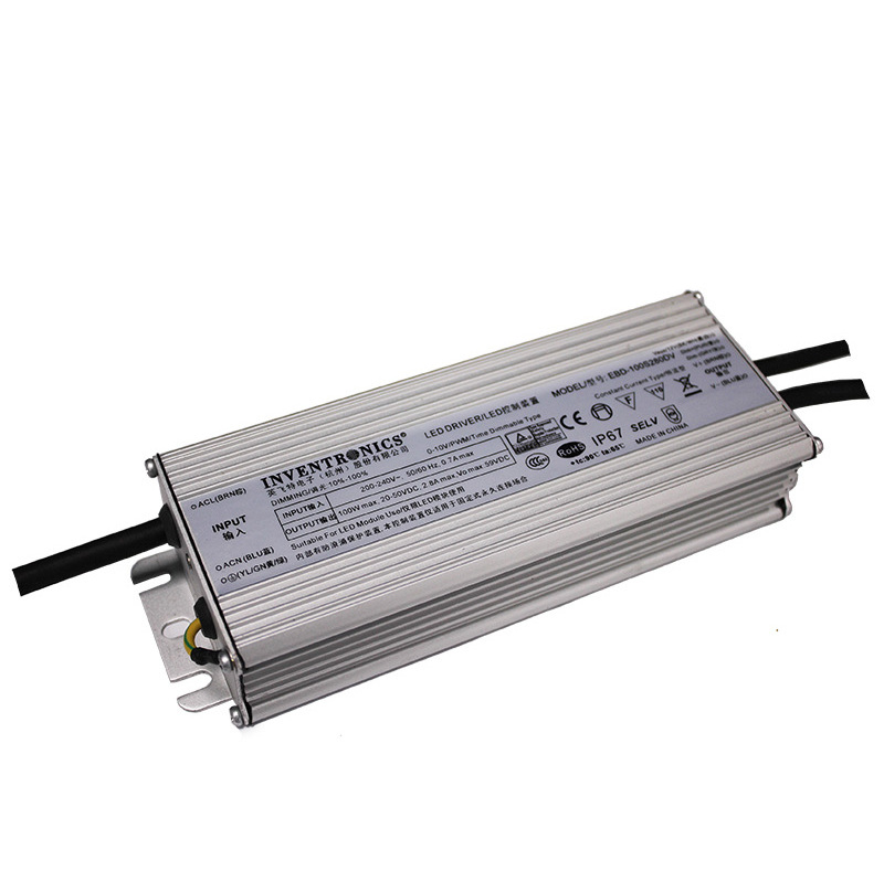 Inventronics 100W High Power IP67 Waterproof 70-1050mA 57-142Vdc 0-10V/PWM/Timer LED Dimmable Driver Power Supply EBD-100S105DV