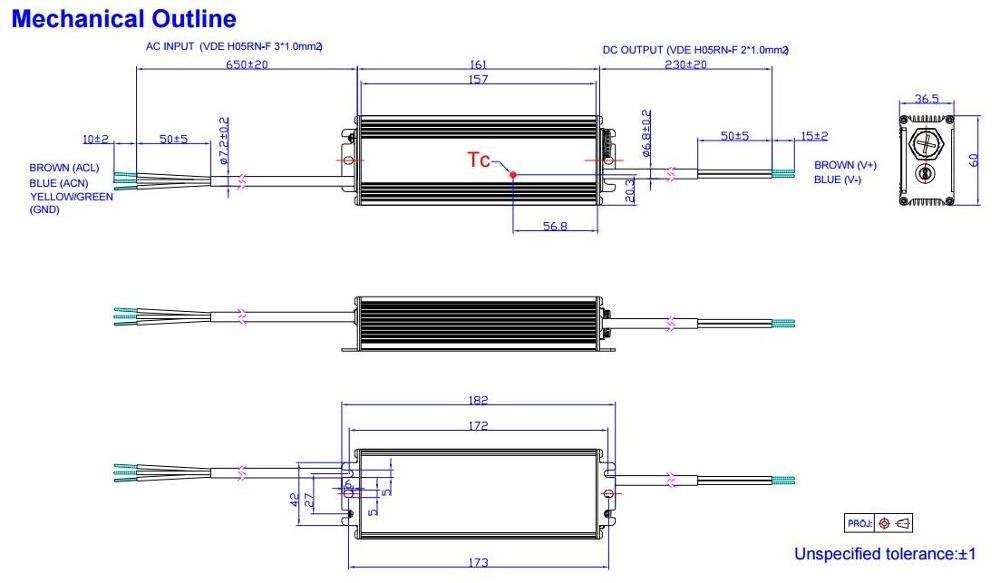 Inventronics BIS Approved IP67 Waterproof 80W 36V Constant Current LED Street Light Driver 100W