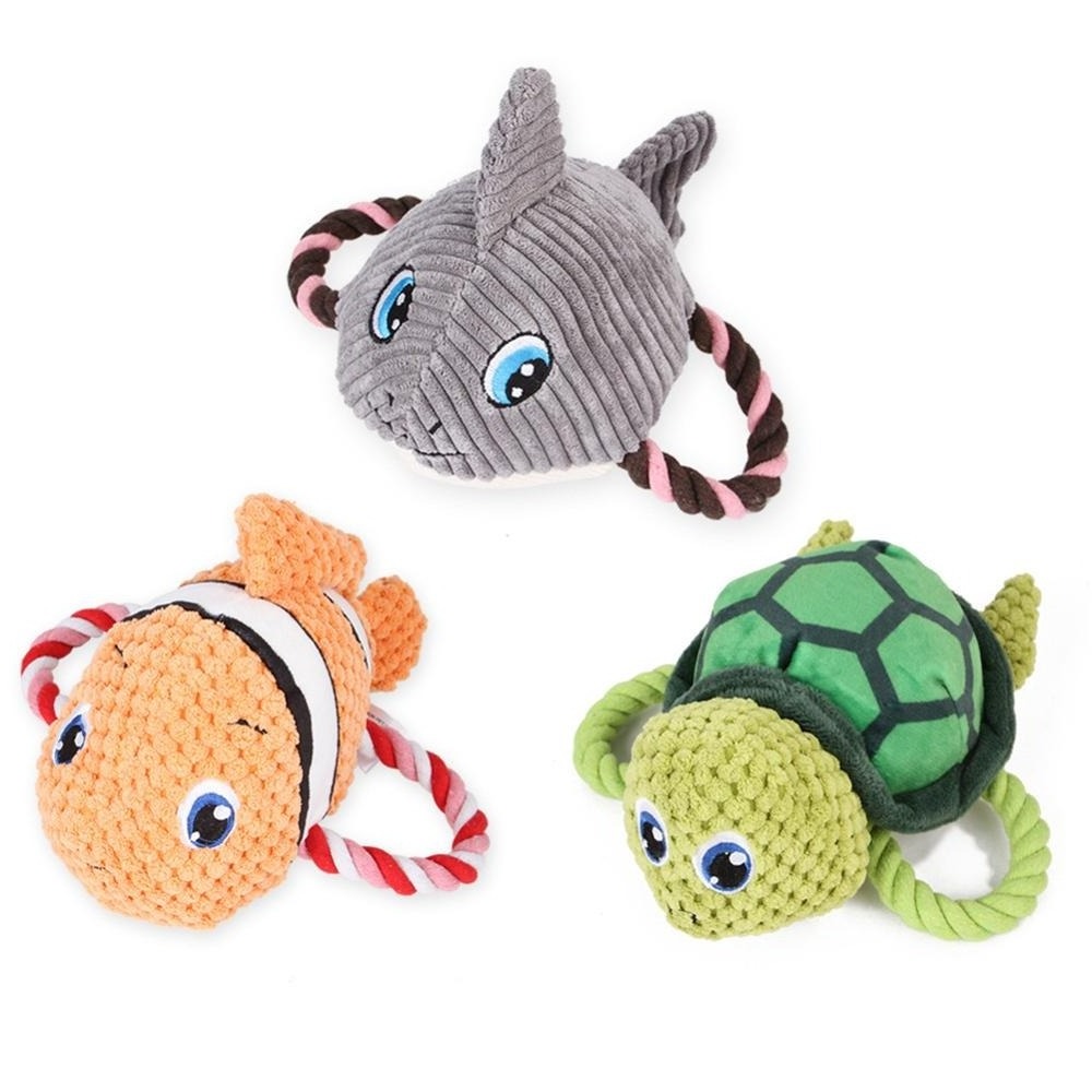 Dog Chew Pet Puppy Squeaky Toy Cute Shark Toys Stuffed Squeaking Animals Plush Tortoise Training Chewing Toys Pet Supplies