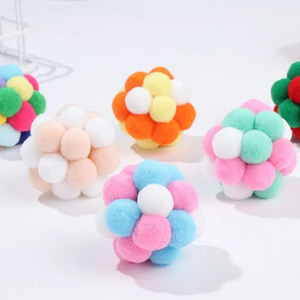 Pet Cat Toy Colorful Handmade Bouncy Ball Kitten Toys Plush Bell Mouse Toy Planet Ball  Interactive Pet Supplies