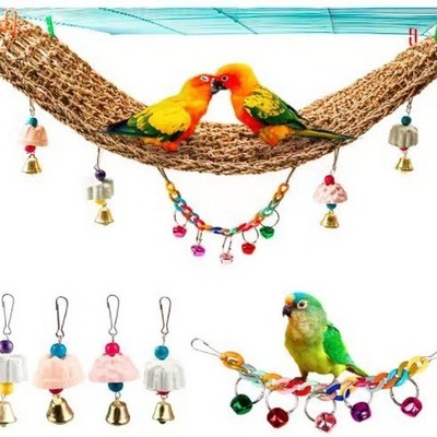 Parrot climbing ladder biting toy suspension bridge swing bird cage bird frame toy grinding stone climbing net