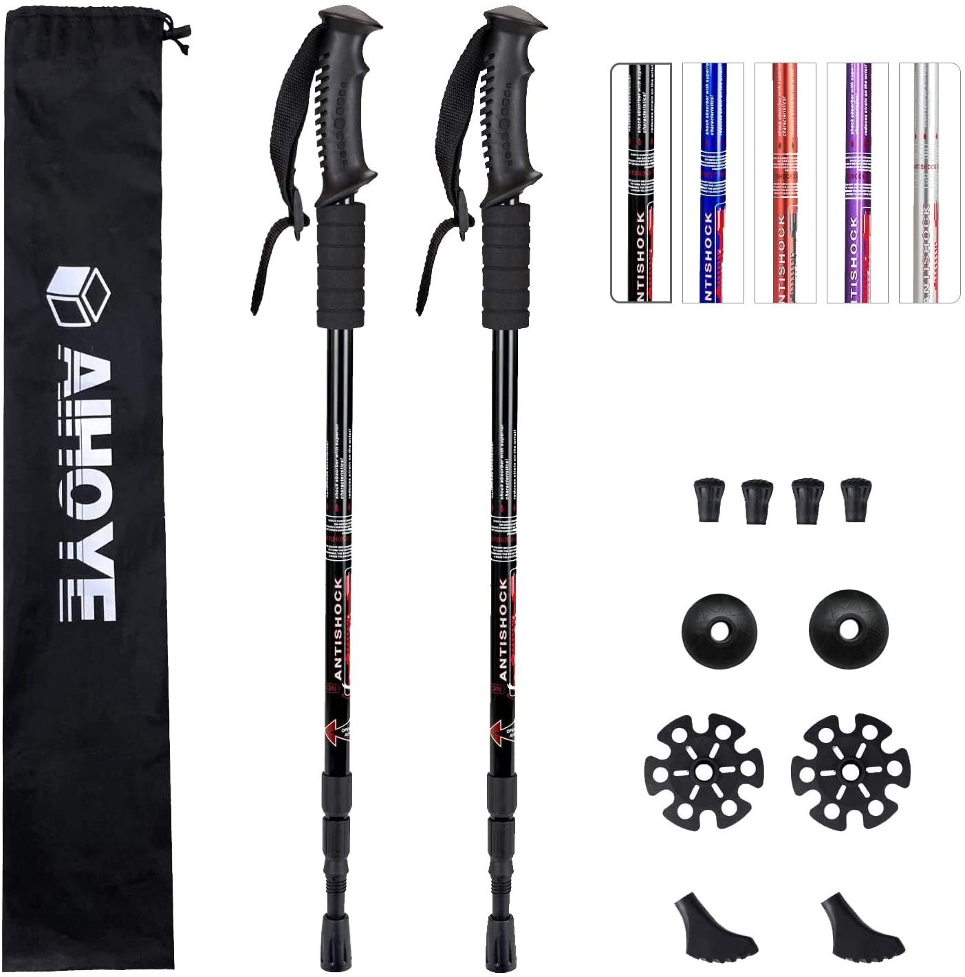 Aihoye Outdoor Alpenstock Carbon Fiber Walking Sticks Telescoping Foldable Self Defense Hiking Trekking Poles Sticks