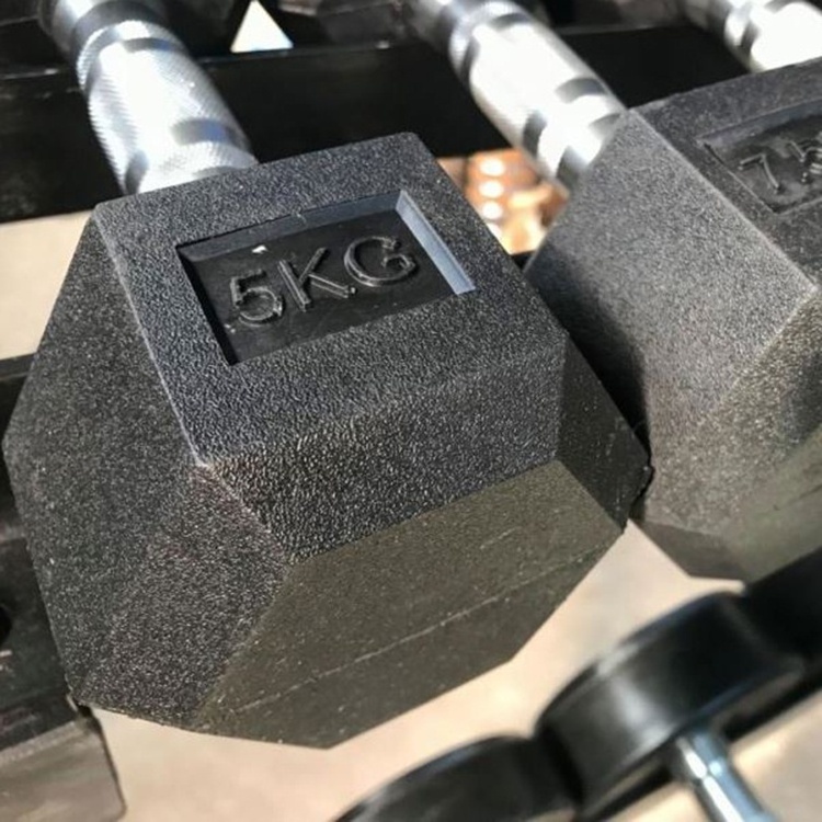 30lb weights quality equipment hexagonal black chrome rubber coated dumbbell hex dumbbells 5-50lb rubber hex dumbbells