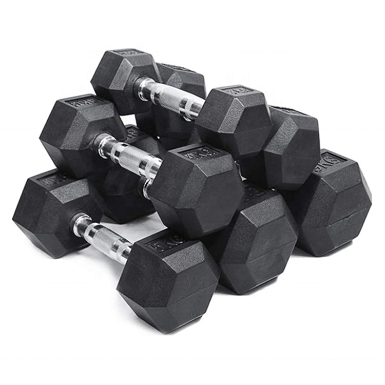 30lb weights quality equipment hexagonal black chrome rubber coated dumbbell hex dumbbells 5-50lb rubber hex dumbbells