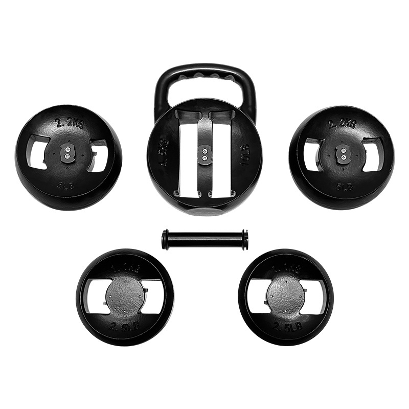 2 in 1 Handle Adjustable 25LB Cast Iron Dumbbell Barbell Kettlebell Weight Set