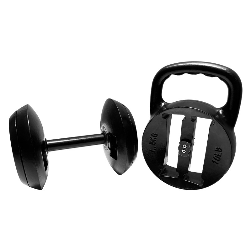 2 in 1 Handle Adjustable 25LB Cast Iron Dumbbell Barbell Kettlebell Weight Set