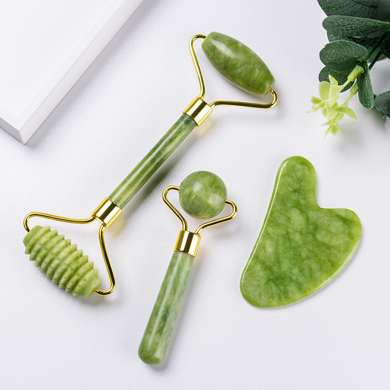 Jade Roller Xiuyan Anti-aging Diy Facial Massage Face Double Head Green Jade Roller For Face