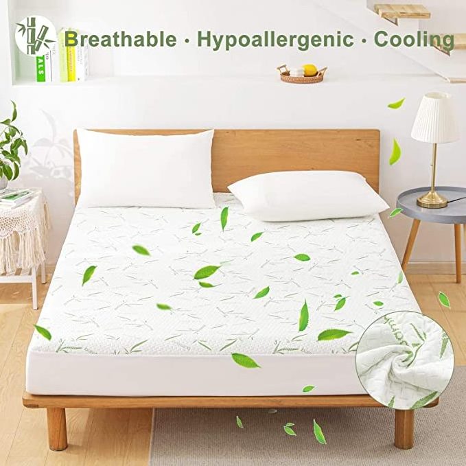 Bamboo Mattress Protector Waterproof Breathable Soft Fabric King Size Cover Bed Mattress Protector