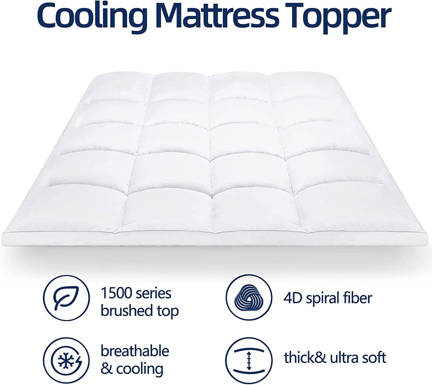 Cooling Mattress Topper King Extra Thick Mattress Pad Cover Down Alternative Bed Topper