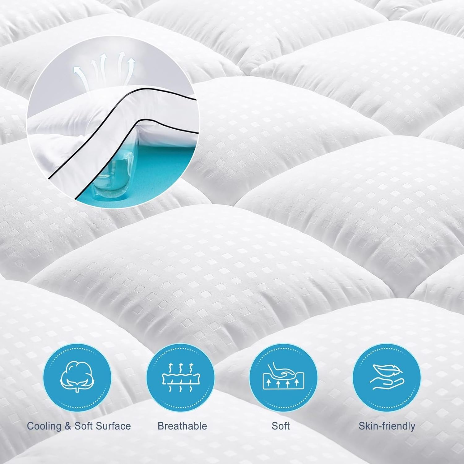 Modern Style Dual Layer 4 Inch Memory Foam 2 Inch Gel Memory Foam and 2 Inch Cooling Pillow Top Mattress Pad Topper