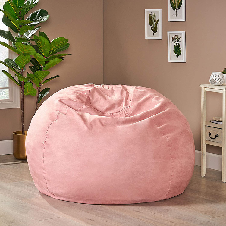 Soft Adult Resting Beanbag Round Microfiber Cover Foam Filled Bean Bag Chair For Living Room Soaf