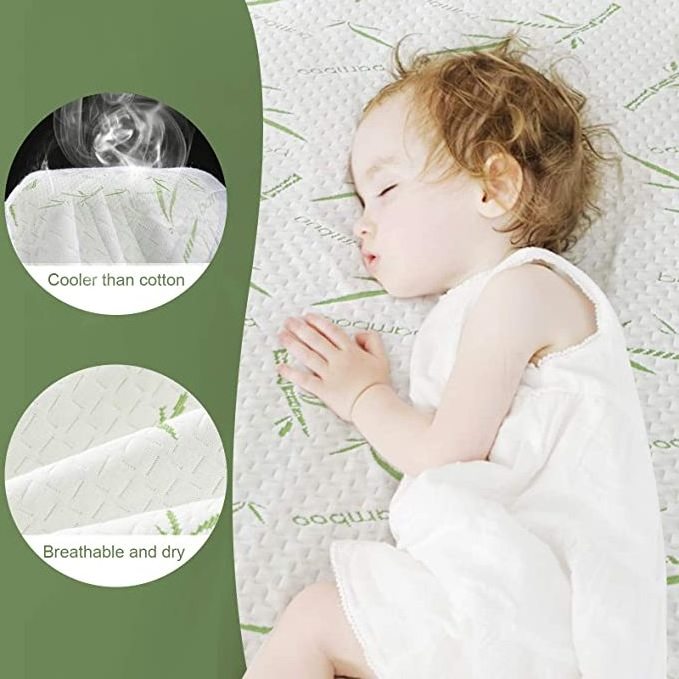 Bamboo Mattress Protector Waterproof Breathable Soft Fabric King Size Cover Bed Mattress Protector