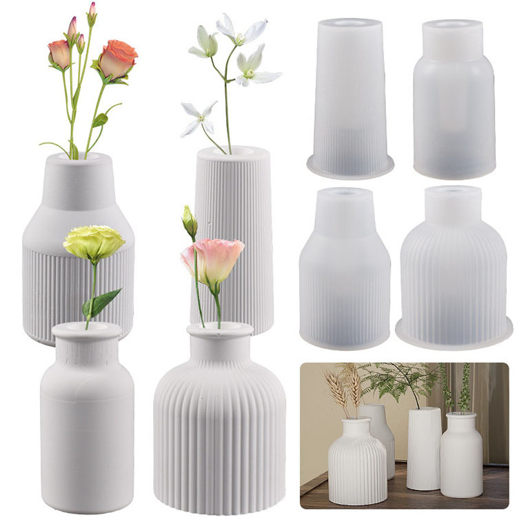 DIY Vases Pottery Mold Silicone Plaster Concrete Flower Pot Injection Mould Planter Crystal Epoxy Molds Home Decor Crafts