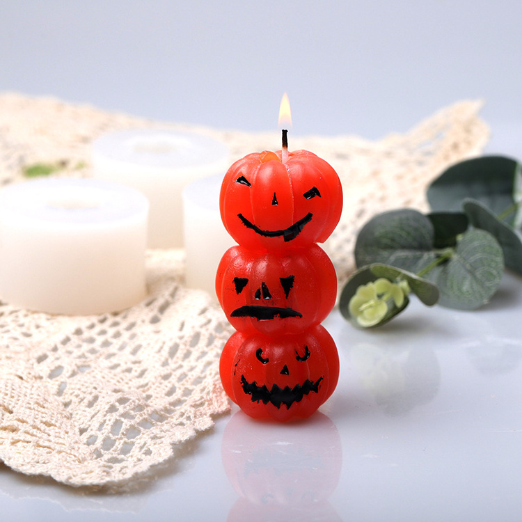 Custom DIY Halloween Pumpkin Shape Candle Molds Silicone Aroma Plaster Crafts Party Decoration Small Candle 3D Mould Making Tool