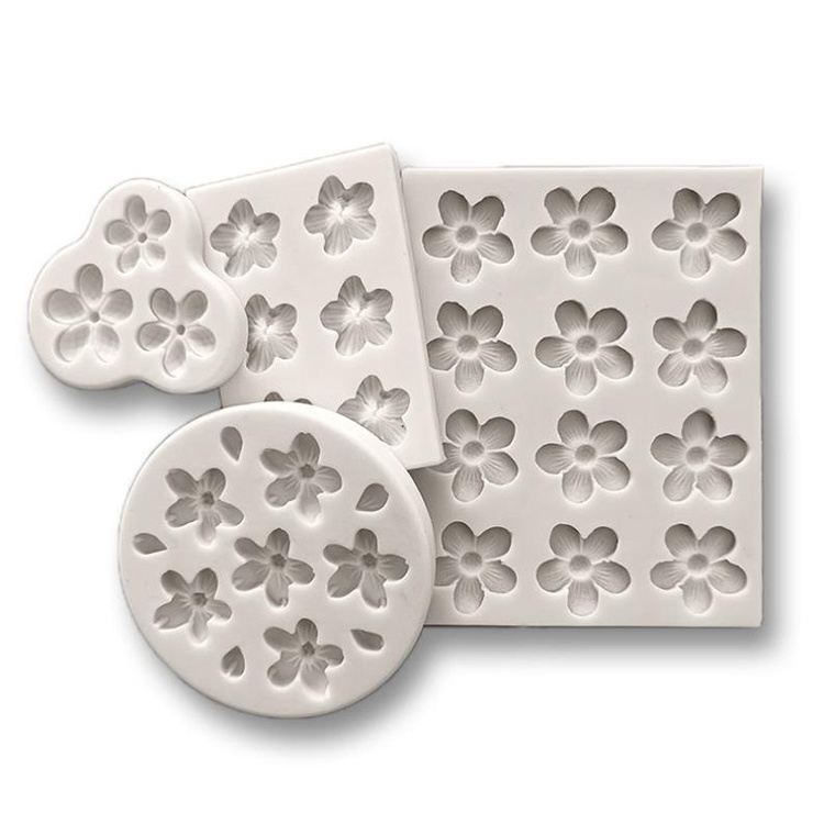 Simulation Flower 12-hole Small Flower Printed Pattern Baking Tool Fondant Chocolate Cake Silicone Mold Kitchen Accessories Kit