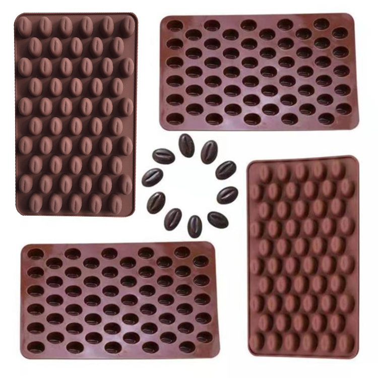 Cake Tools Silicone Mini Coffee Beans Chocolate Wax Candy Molds Handmade Cake Decoration Mold 55 Cavity Sugar Mould Baking DIY