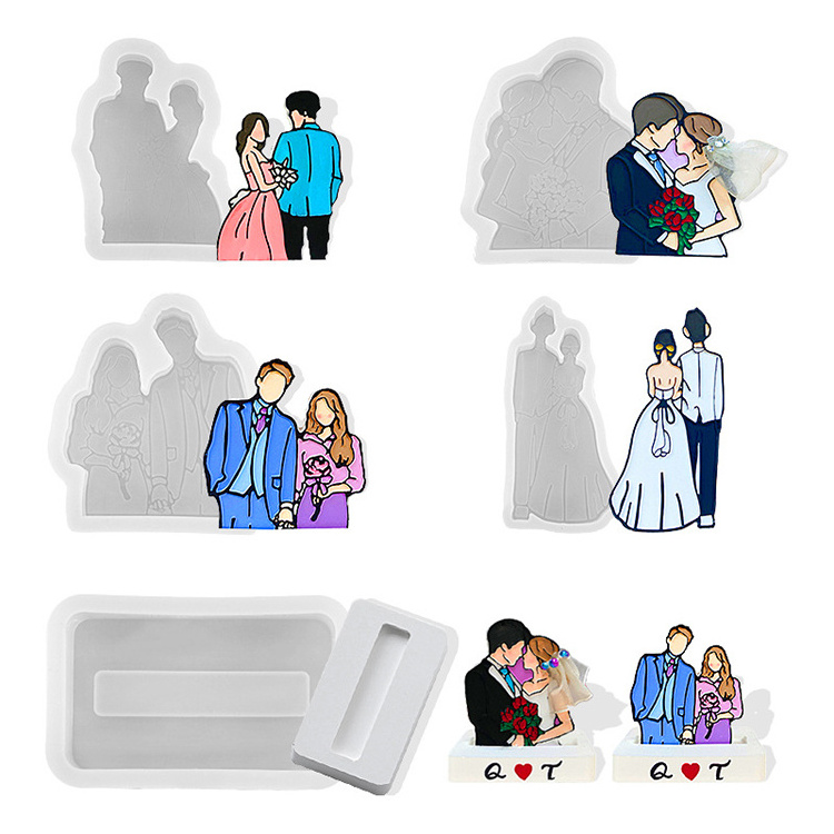 Wind Line Drawing Couple Wedding Aromatherapy Wax Mold DIY Aroma Gypsum Plaster Silicone Mould Anniversary Valentine's Day Gift