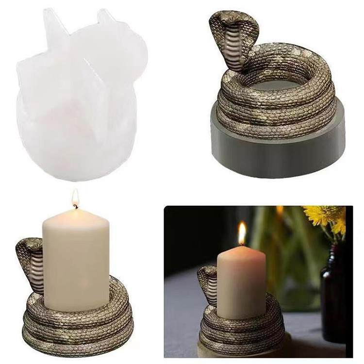 3D Cobra Concrete Candle Holder Mold Candle Stand Silicone mold Candlestick Aromatherapy Plaster Cement Resin Molds Home Decor