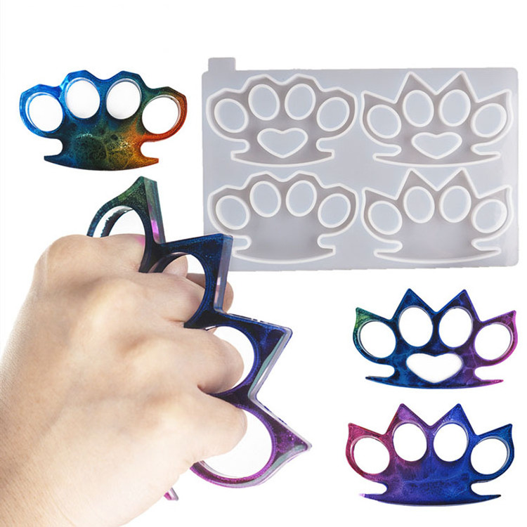 Keychain Tools Resin Mold Tiger Paw Five Finger Knuckles Pendant Keyring Resin Casting Mold Jewelry Tools