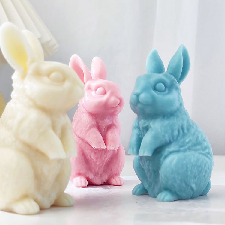 Cute Pet Vertical Ear Rabbit Candle Silicone Molds Handmade Chocolate Decoration  Aromatherapy Soap Resin Candle Silicone Mould