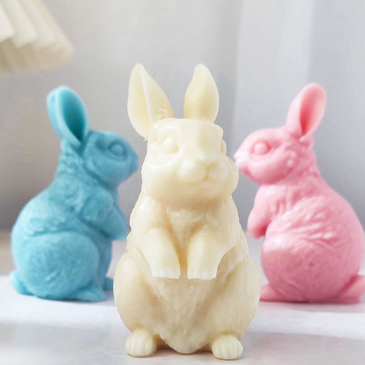 Cute Pet Vertical Ear Rabbit Candle Silicone Molds Handmade Chocolate Decoration  Aromatherapy Soap Resin Candle Silicone Mould