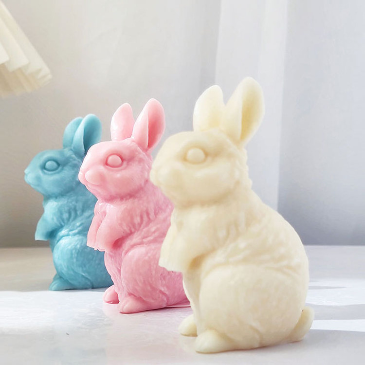 Cute Pet Vertical Ear Rabbit Candle Silicone Molds Handmade Chocolate Decoration  Aromatherapy Soap Resin Candle Silicone Mould