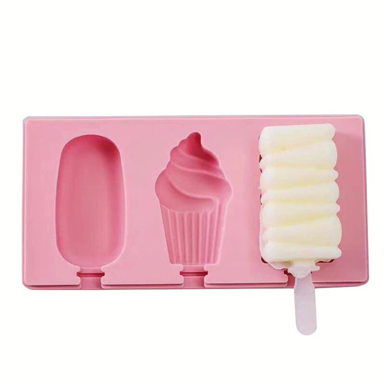 Ice Cream Silicone Mold  Popsicle Sticks Molds with Lid and Food Grade Plastic Rod Bunny Little Sheep Fruit DIY Ice Cream Molud