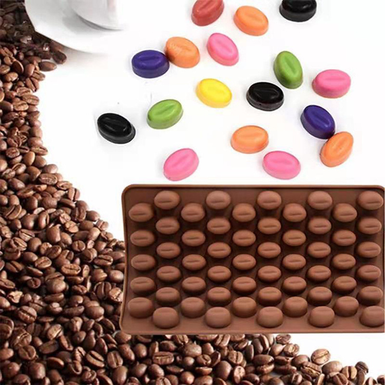 Cake Tools Silicone Mini Coffee Beans Chocolate Wax Candy Molds Handmade Cake Decoration Mold 55 Cavity Sugar Mould Baking DIY