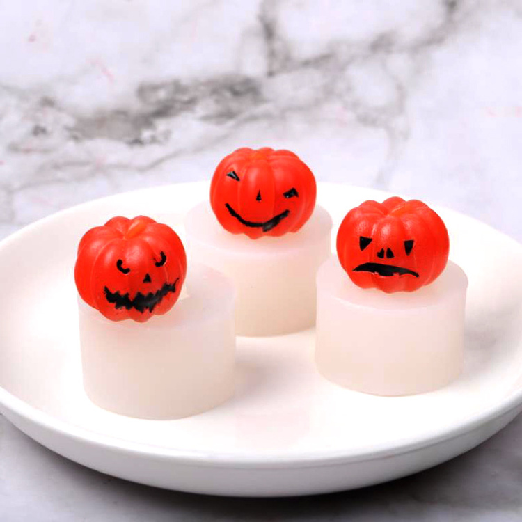 Custom DIY Halloween Pumpkin Shape Candle Molds Silicone Aroma Plaster Crafts Party Decoration Small Candle 3D Mould Making Tool