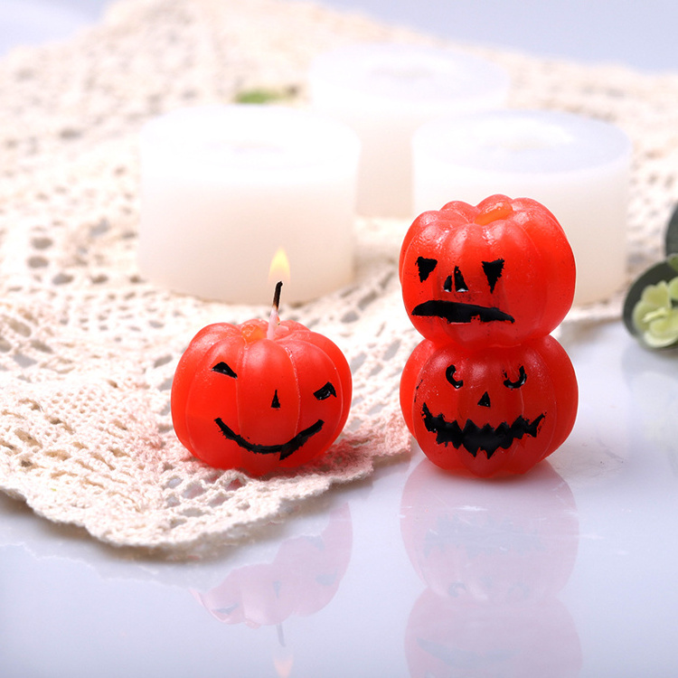 Custom DIY Halloween Pumpkin Shape Candle Molds Silicone Aroma Plaster Crafts Party Decoration Small Candle 3D Mould Making Tool