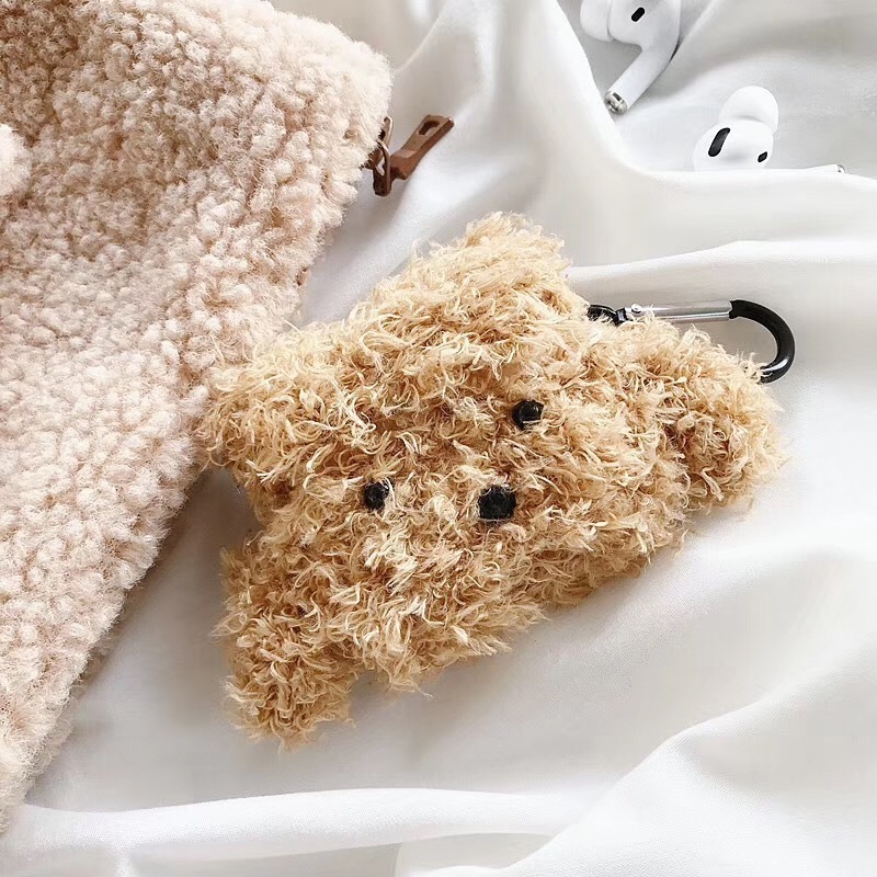 Cuddly stuffed teddy bear wireless connection fashion Shockproof Soft Silicone Apple Airpods Earphone Cases for 1 2 3 pro