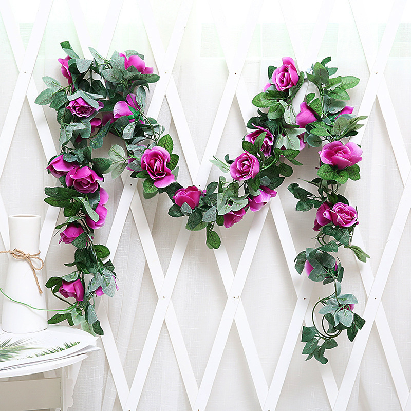 250CM Rose Garland Wedding Home Room Decoration Garden Arch False  Artificial Flowers Plant