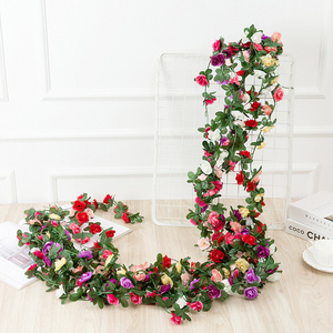 250CM Rose Garland Wedding Home Room Decoration Garden Arch False  Artificial Flowers Plant