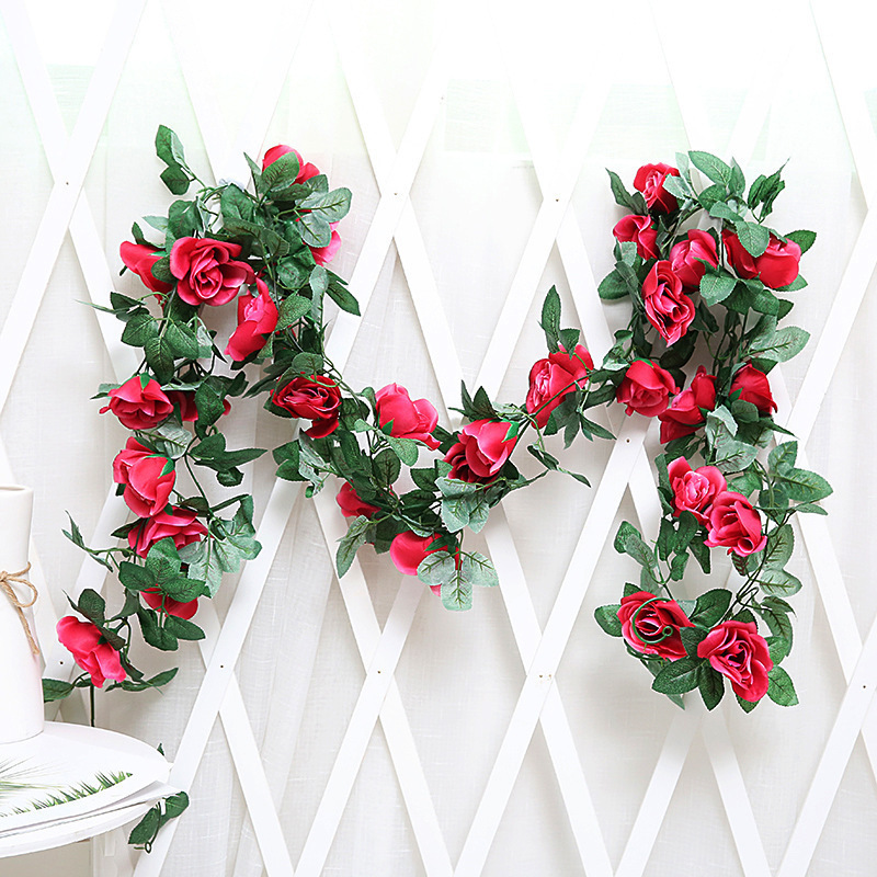 250CM Rose Garland Wedding Home Room Decoration Garden Arch False  Artificial Flowers Plant