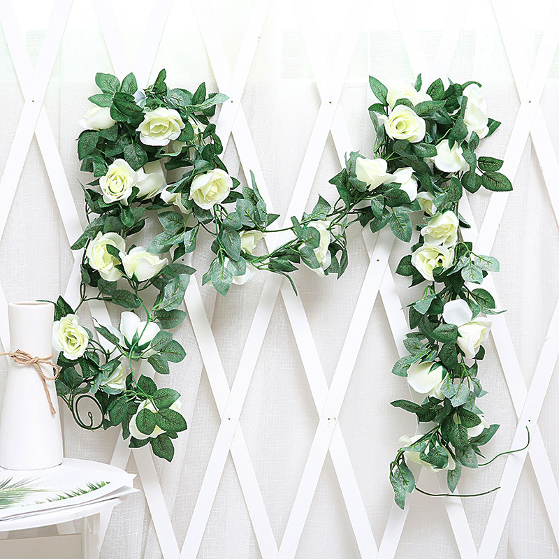 250CM Rose Garland Wedding Home Room Decoration Garden Arch False  Artificial Flowers Plant