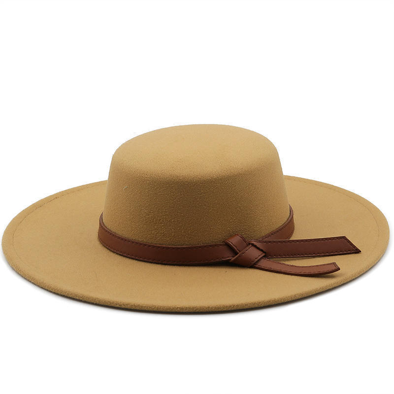 2023 New Fashion Wholesale Custom handmade vintage elegant women Men hard flat wide brim felt Fedora Hats