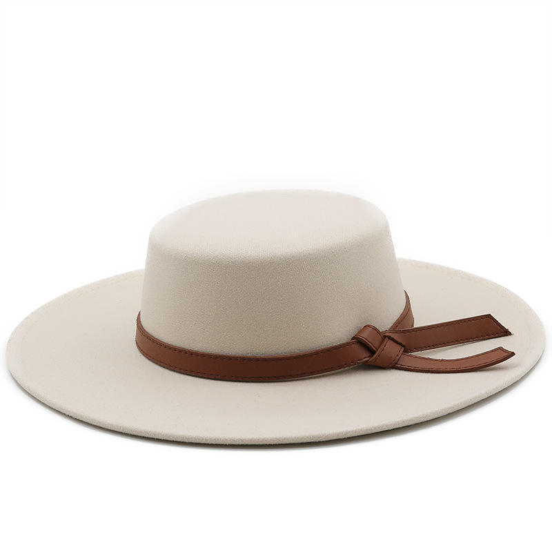 2023 New Fashion Wholesale Custom handmade vintage elegant women Men hard flat wide brim felt Fedora Hats