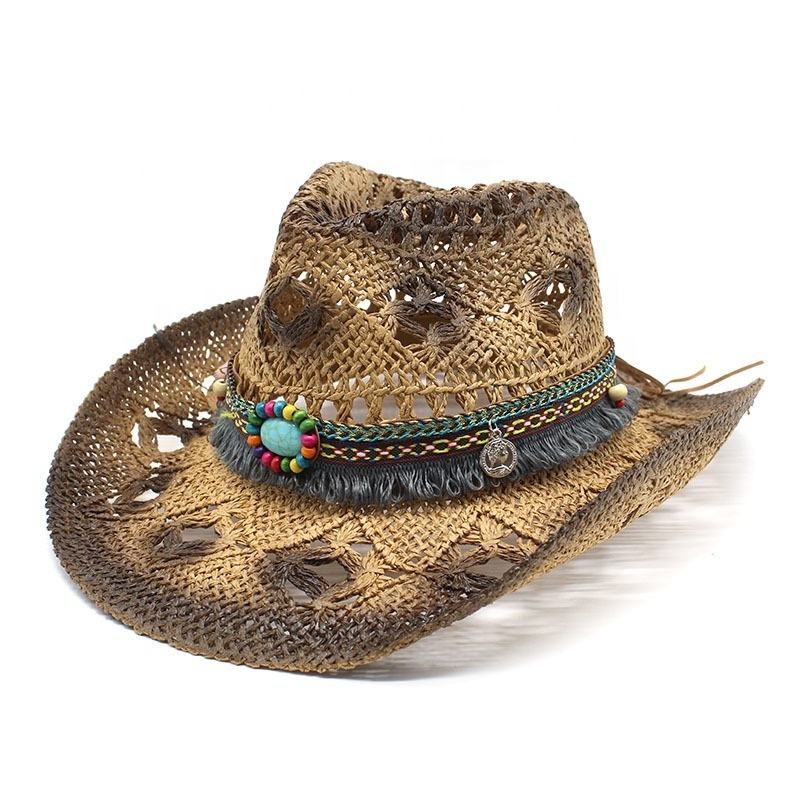 2023 Wholesale White Western Decor Chapeau sombrero vaquero Straw Cowboy Hats For Women Girls Made in Mexico Cow Boy Party