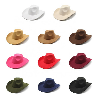 wholesale Custom logo cowboy hats made in mexico Vintage Jazz Fadora Felt sombrero Fedora Hat Western Cowgirl cowboy hat