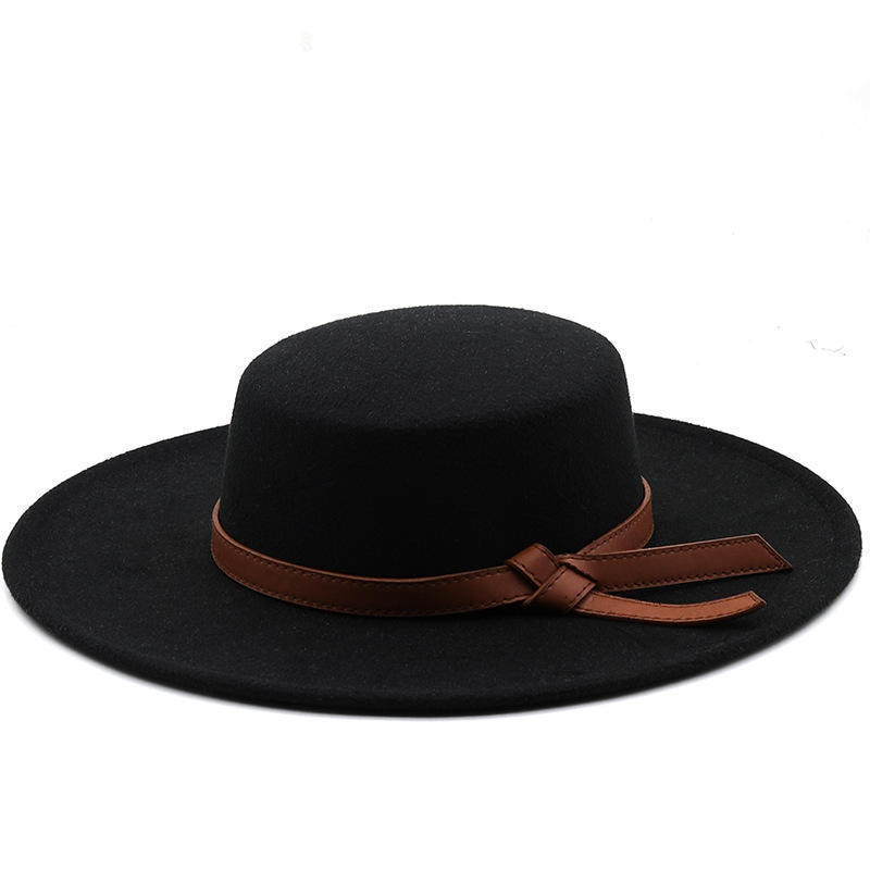 2023 New Fashion Wholesale Custom handmade vintage elegant women Men hard flat wide brim felt Fedora Hats