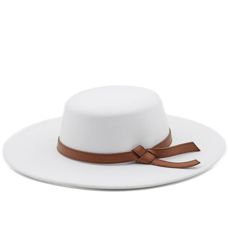 2023 New Fashion Wholesale Custom handmade vintage elegant women Men hard flat wide brim felt Fedora Hats