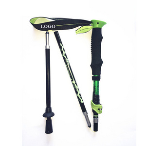 2022 New Design Handle 5-section Telescopic Camping Walking Stick with Multi-function Foldable Swing Sticks