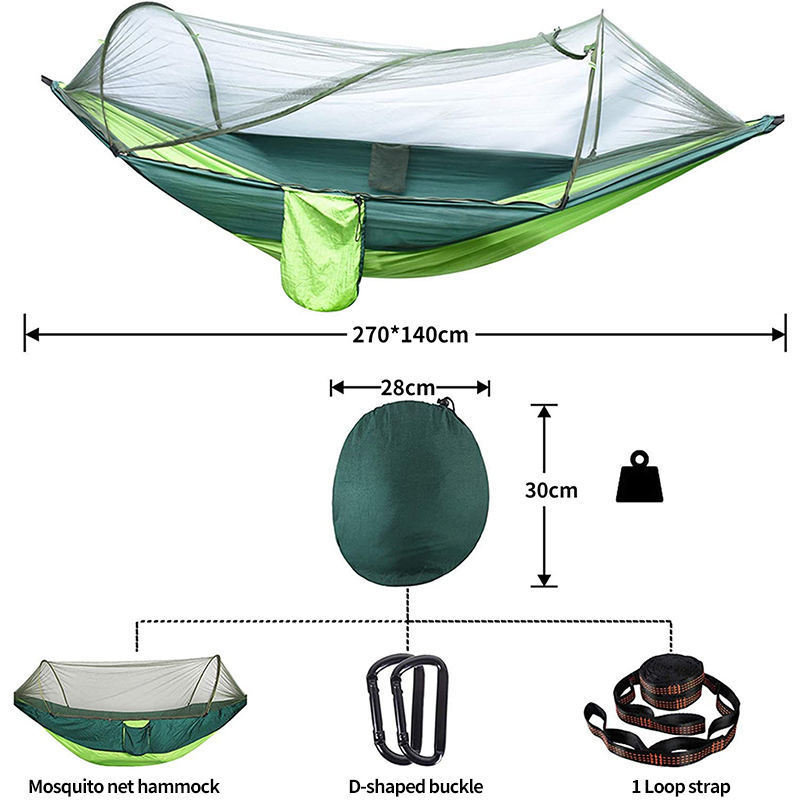 Camping Garden Hammock With Mosquito Net Outdoor Furniture Bed Strength Parachute Fabric Sleep Swing Portable Hanging