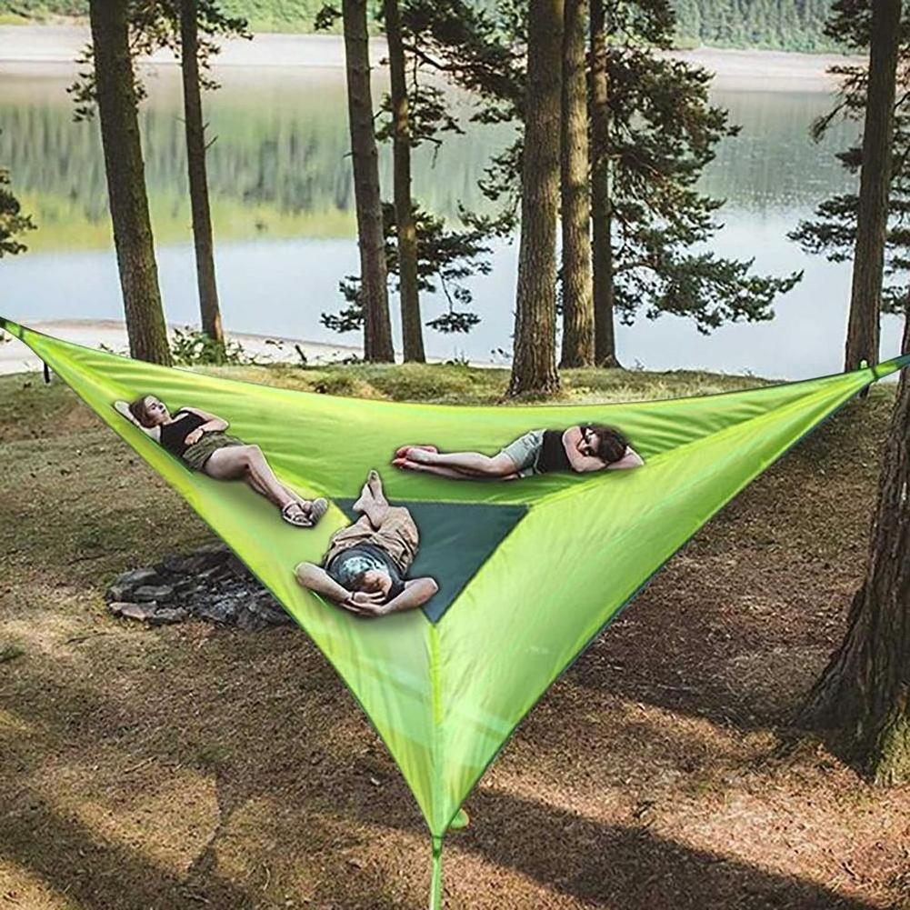 Outdoor Multi Person High Load-Bearing Portable Folding Triangle Aerial Camping Hammock For Home Party