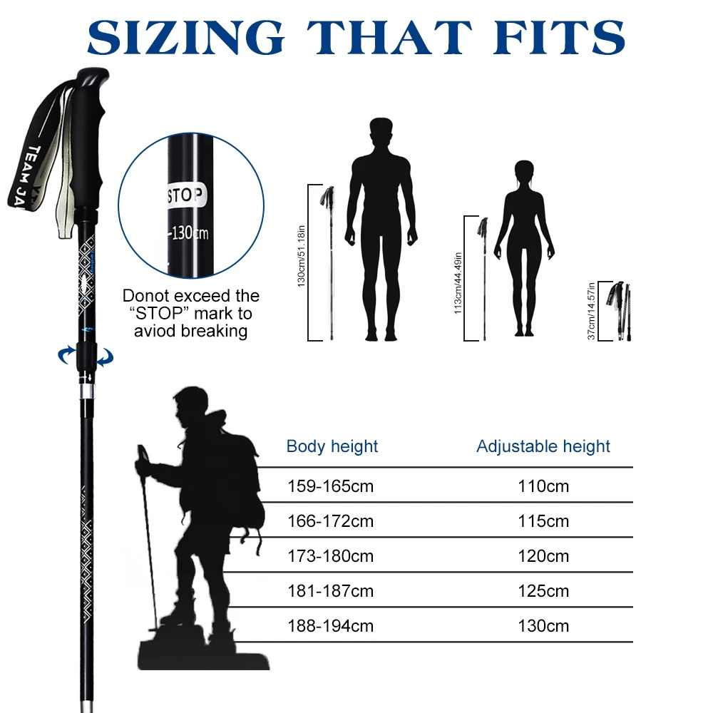 Ultralight Country Ski Pole 5 Section Outdoor Equipment Cane Five-Section Folding Trekking Stick Hiking Crutches