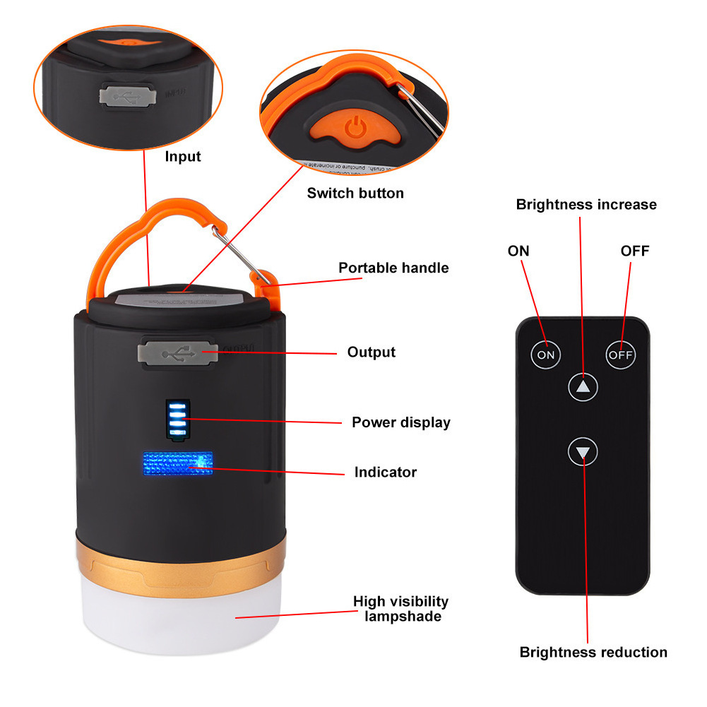 Waterproof Searchlight  Hand Crank Control 3 in 1 Led Camping Light Portable Led Lantern with Usb Rechargeable Dimmable Work