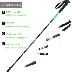 Ultralight Country Ski Pole 5 Section Outdoor Equipment Cane Five-Section Folding Trekking Stick Hiking Crutches